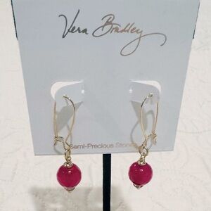 Vera Bradley Pink Semi-Precious Ball Drop Earrings NWT